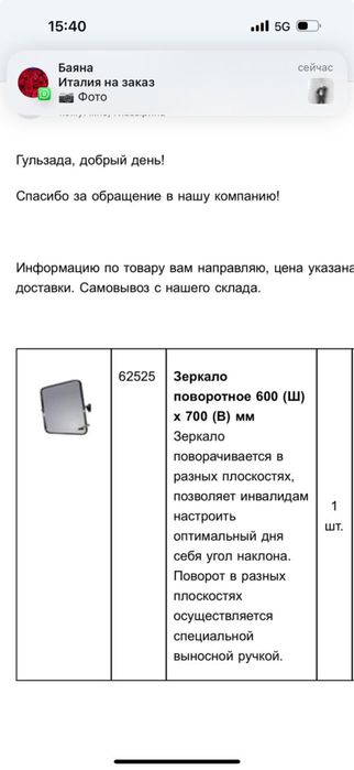 Зеркало инвалидное