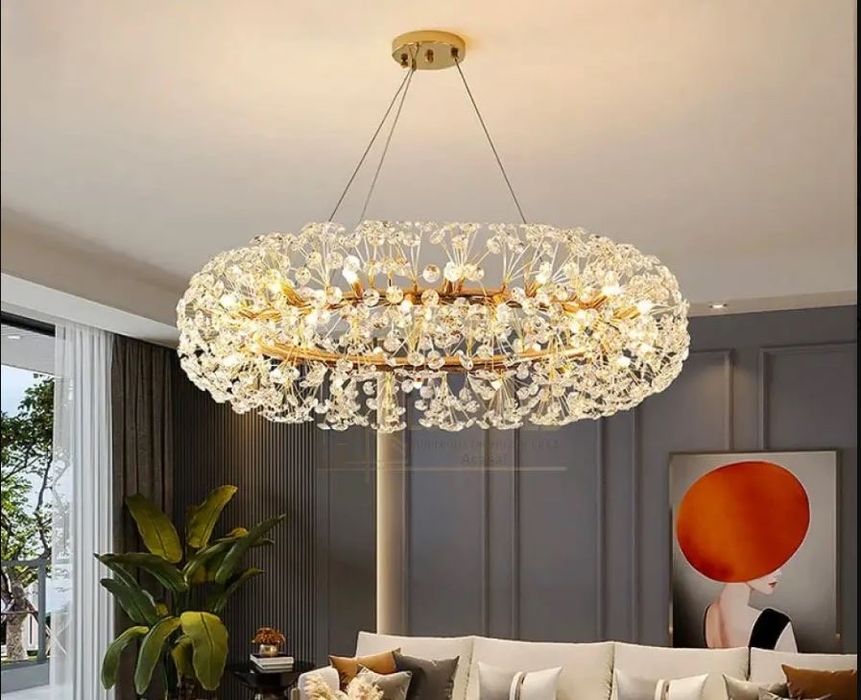 Lustra premium tip candelabru cristale finisaj auriu pt casa,hotel,etc