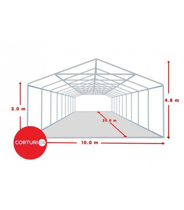 10X20m Cort Evenimente PROFESSIONAL XXL, PVC alb