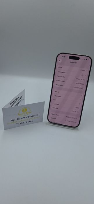 IPhone 16 Pro 128 GB 100% Baterie Garantie/Factura #53086