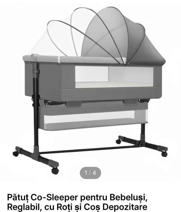 Pat bebe cu roti si plasa