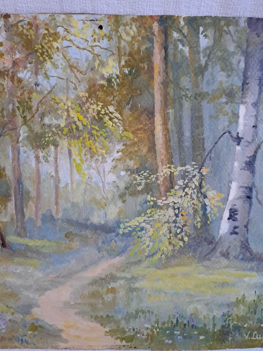 tablou vechi pictura pe pfl 43/33,5 cm semnat