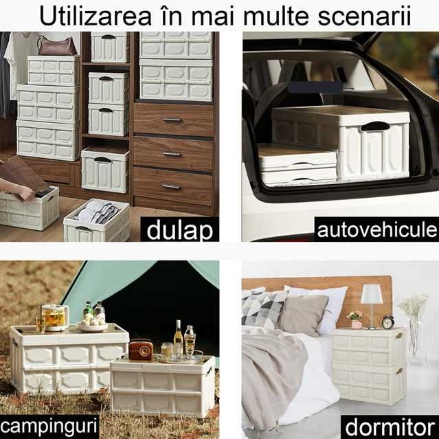 Cutii depozitare pliabile cu capac din lemn  3 mărimi