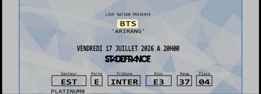 Билет за BTS Arirang концерт - Франция