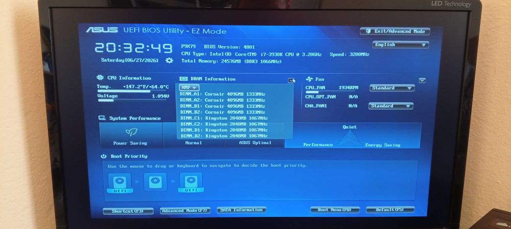 954S.Placa De Baza Asus P9X79,8xDDR3,Socket 2011,+Procesor i7-3930K