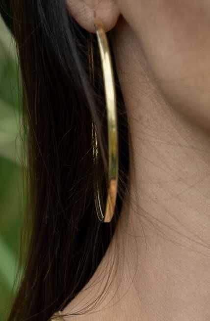 Позлатени обеци, кръгли сребърни обеци, висящи обеци, големи обеци