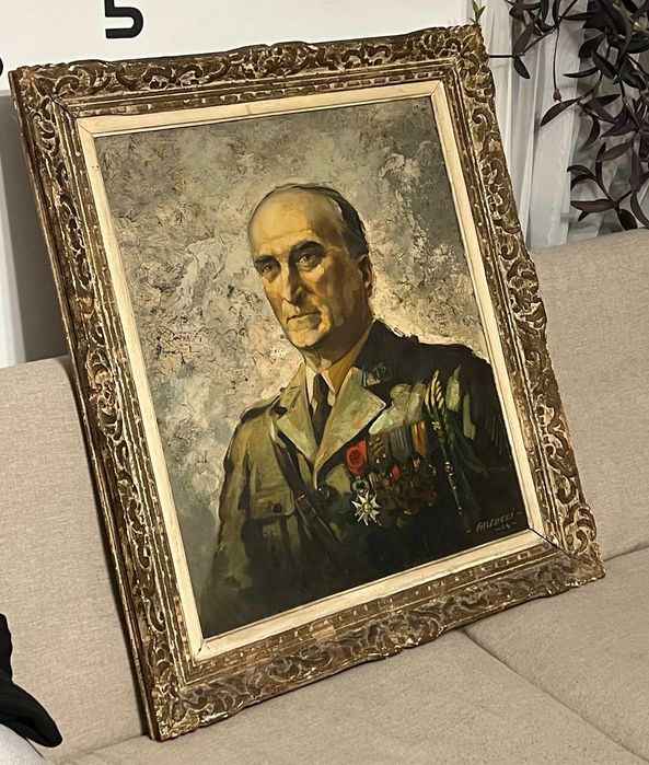 Tablou original Falcucci 1944 General Jean de Lattre de Tassigny