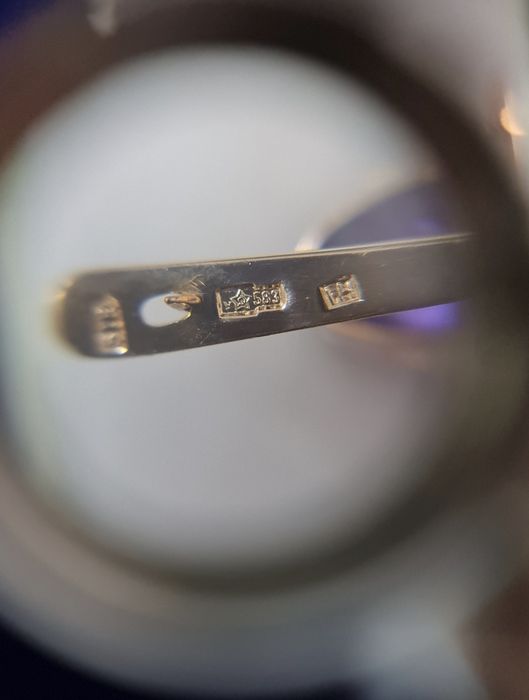 Золотые серьги 583 пробы с аметистом