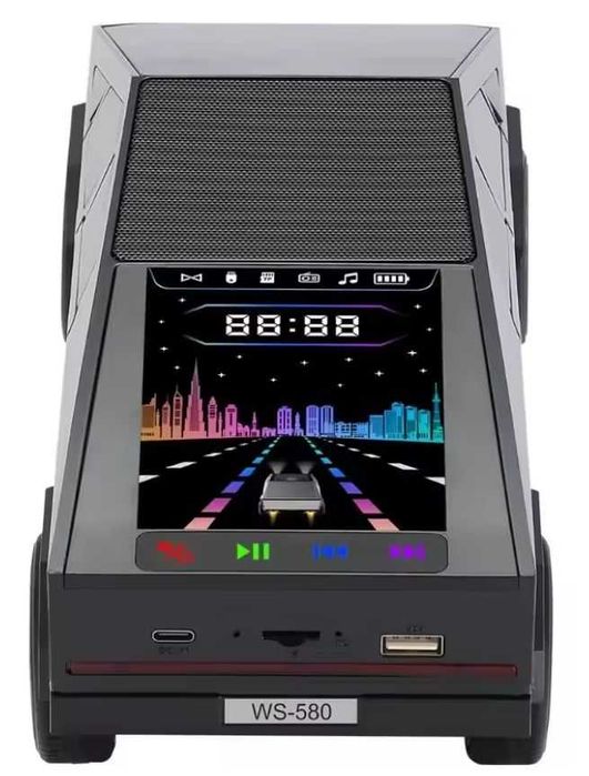 Boxa Bluetooth Tesla Cybertruck WS-580 cu lumini LED ecran touch