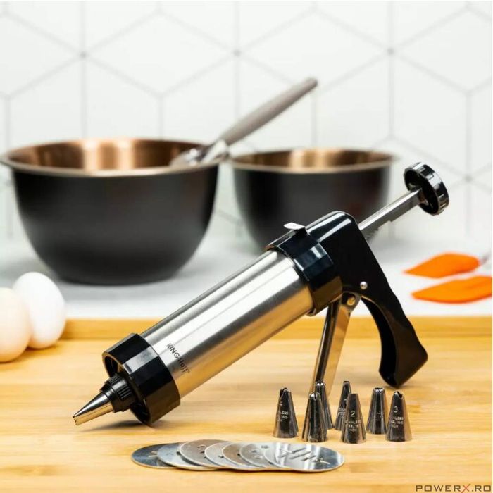 Aparat pentru facut biscuiti si fursecuri, Inox, Kinghoff