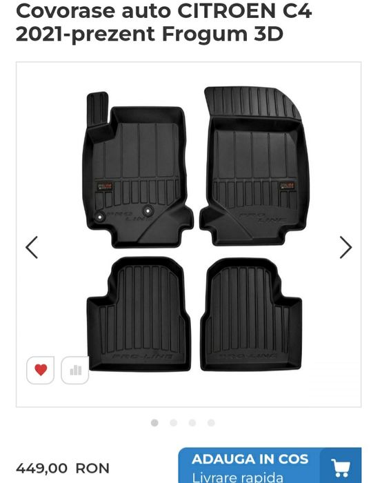 Tavita portbagaj si 4 covorase cauciuc Citroen c4