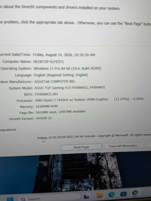 HOPE AMANET P2- Asus TUF Gaming A15 / Amd Ryzen 7 744SHS  / 16GB Ram / 512GB SSD