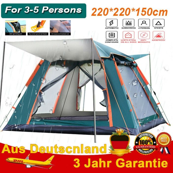 Палатка на 3-4 человек, 215×215×140 см
