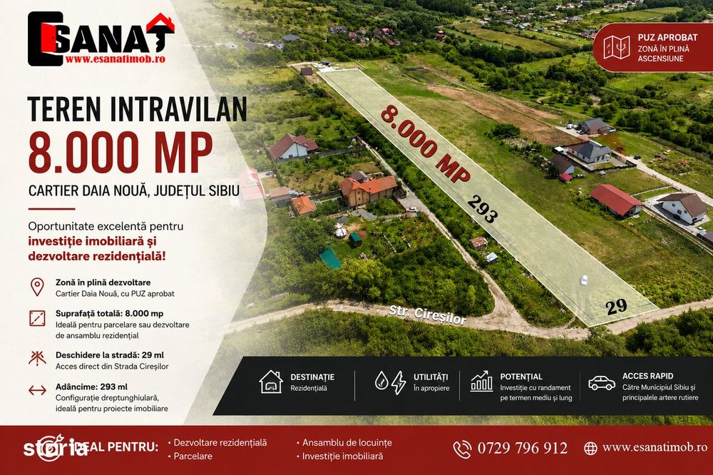 Teren 8.000 MP | Daia Noua | Intravilan | Oportunitate | SkyView
