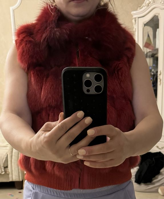 Vesta din blana naturala de vulpe S-M