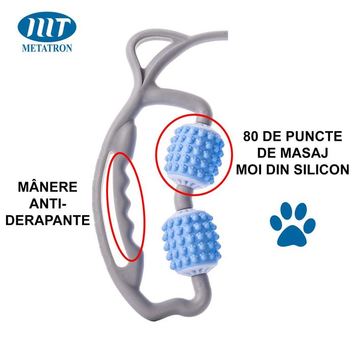 Aparat pentru masaj muscular de relaxare, cu role moi din silicon, pentru brațe, gât, șolduri, picioare