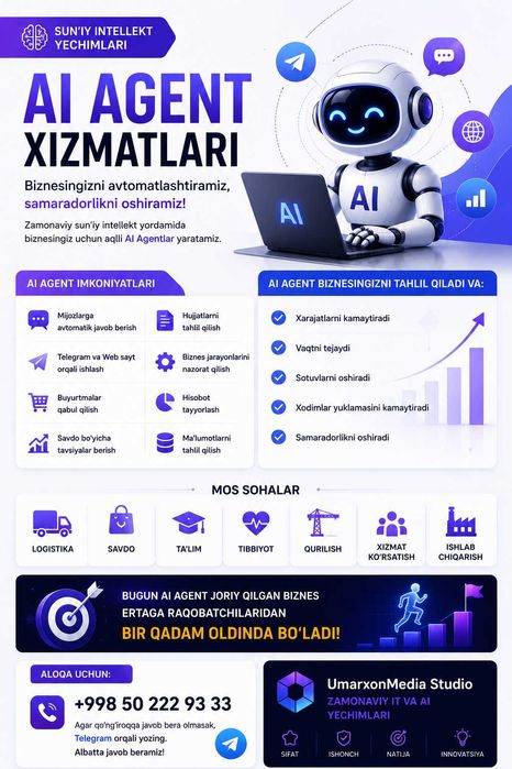 AI Agent Yaratish | Sun'iy Intellekt Yechimlari