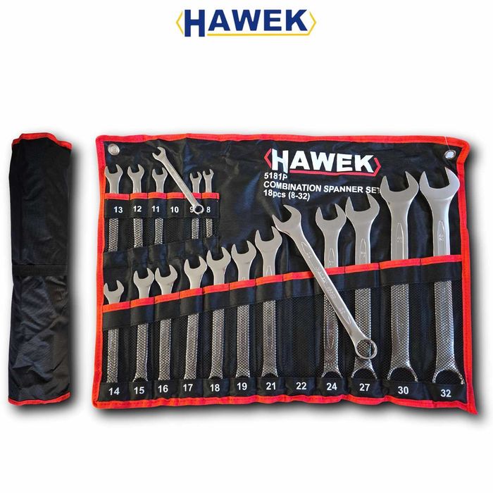 Професионален комплект звездогаечни ключове HAWEK 18 части 8-32мм