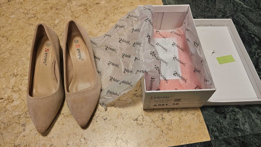 Розови дамски обувки нисък ток пантофки N 38 пролет лято