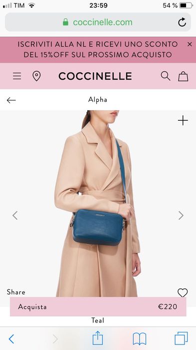 Geanta Coccinelle crossbody albastra turcoaz teal petrol