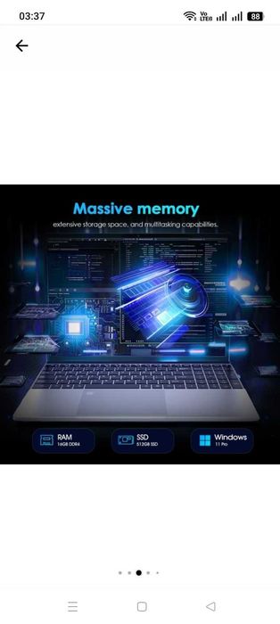 Laptop GXMO 15.6 Intel N95 Quad-Core 16GB RAM SSD 512GB, FHD 1920x1080