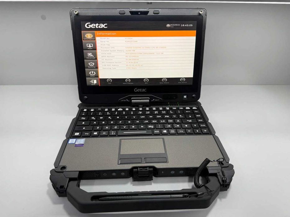 Laptop SH GETAC v110 G4 Fully Rugged i5-7200U SSD 512Gb 16GB Ram Touchscreen