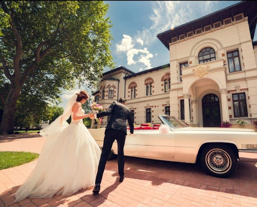 Rochie mireasa cu elemente Swarovski trena si voal lung de 3m