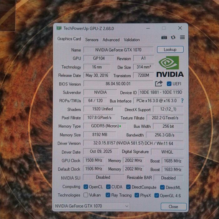 GTX 1070 с дефектом