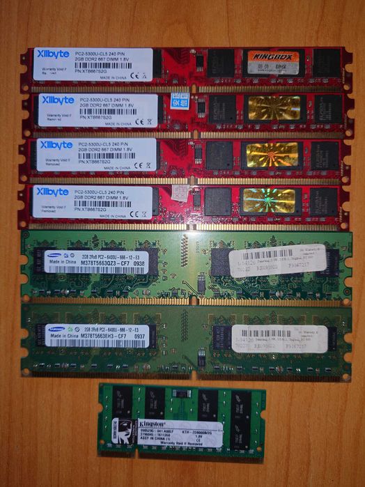 Lot Memorie RAM DDR2 - 14GB (Kit 8GB, Kit 4GB, Laptop)