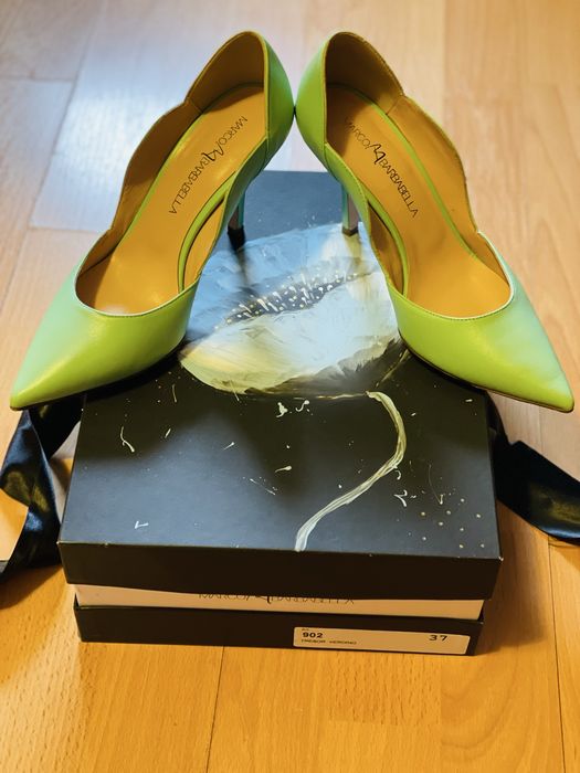Pantofi Stiletto piele naturala verzi Marco Barbabella