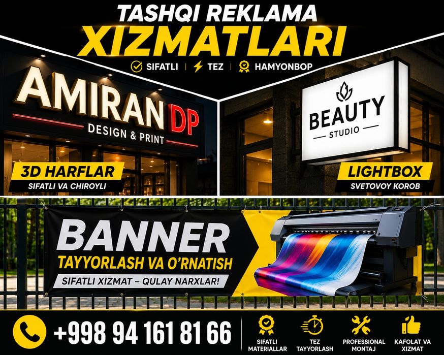 3D Harflar | Banner | Lightbox | Arakal | Tashqi Reklama | Toshkent
