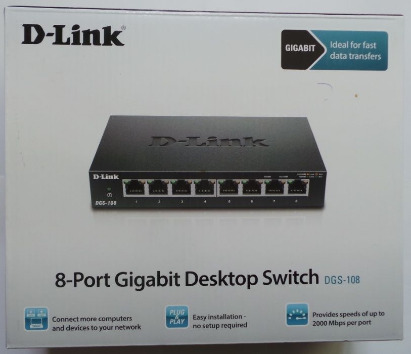 Switch D-Link DGS-108, 8 porturi 10/100/1000 (NOU)