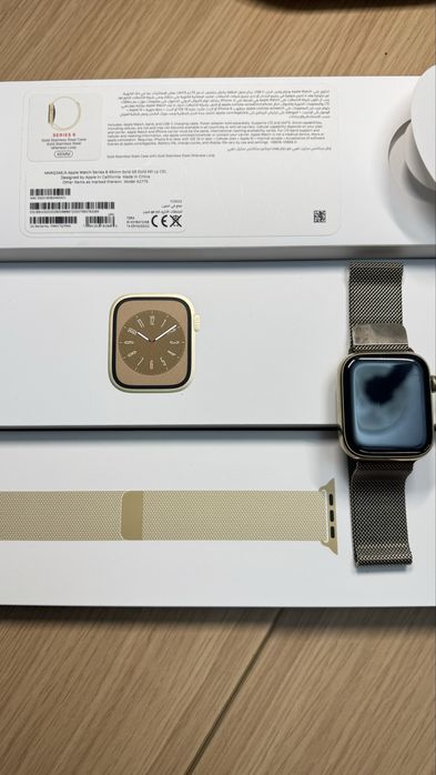 Продам Aplle Watch 8-45 Gold Stainless с миланской петлёй.