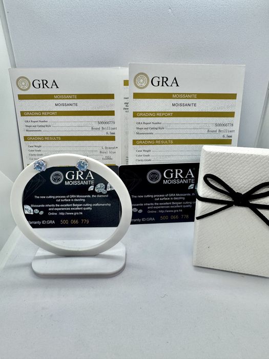 Сребърни обеци с мойсанит (Диамант) 1 карат