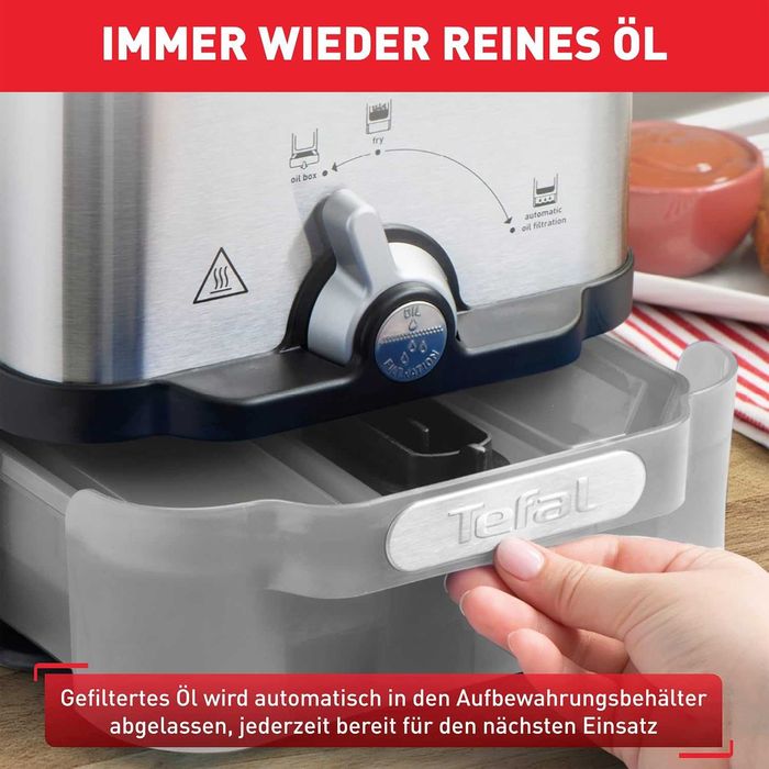 Фритюрник Tefal Oleoclean Compact 2L (FR7016) 1500W с маслена филтрация
