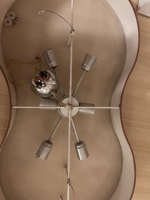 Lustra living 6 becuri forma chitara bordo