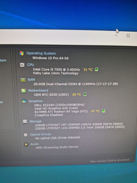 PC Gaming i5 7500 20GB DDR4 Placa video 8GB CS2 FiveM