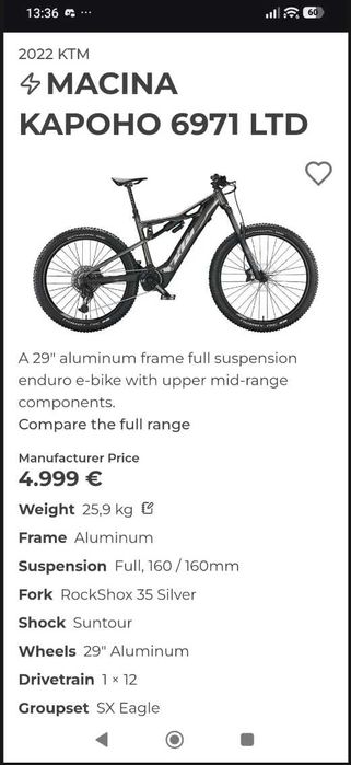 Bicicleta electrica MTB KTM Macina Kapoho 6971, Bosch Gen 4 85NM, Baterie Bosch 625Wh, Marimea L
