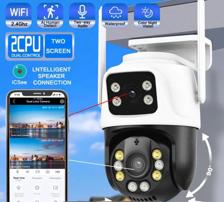 Camera supraveghere wifi lentile dubl  WIRELESS 8MP 4K  iCSee