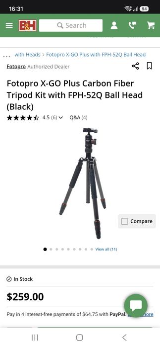 Trepied carbon Fotopro X-Go HR Pro Carbon Plus