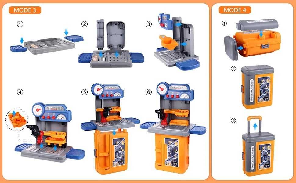 Детский игровой набор инструментов в мобильном чемодане верстак дрель