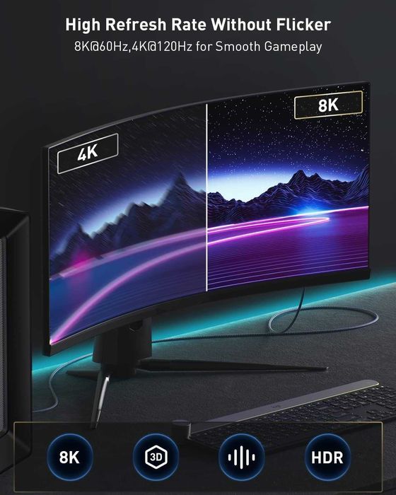 Cablu 2 metri Maxonar 8K-60Hz DisplayPort 1.4 la HDMI 2.1,audio video