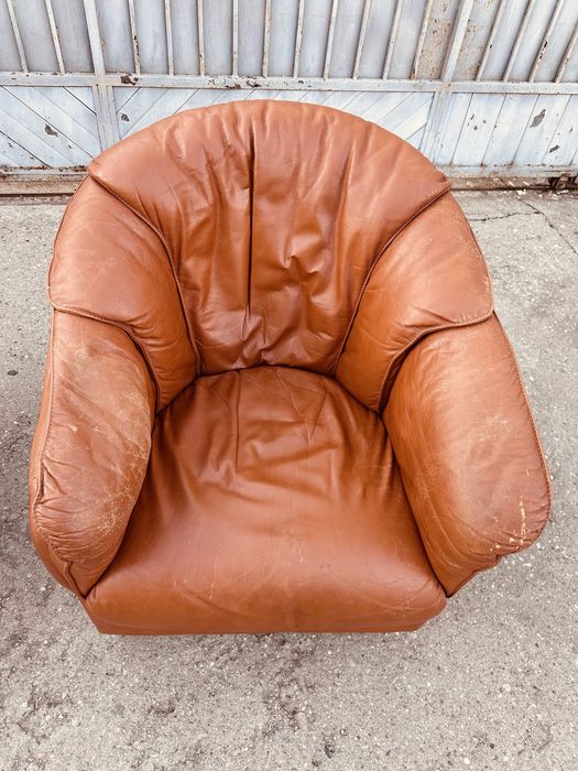 Винтидж кожени въртящи кресла – естествена кожа, внос от Швеция
