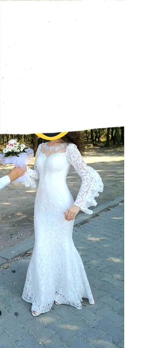 Официална рокля Бяла с дантели