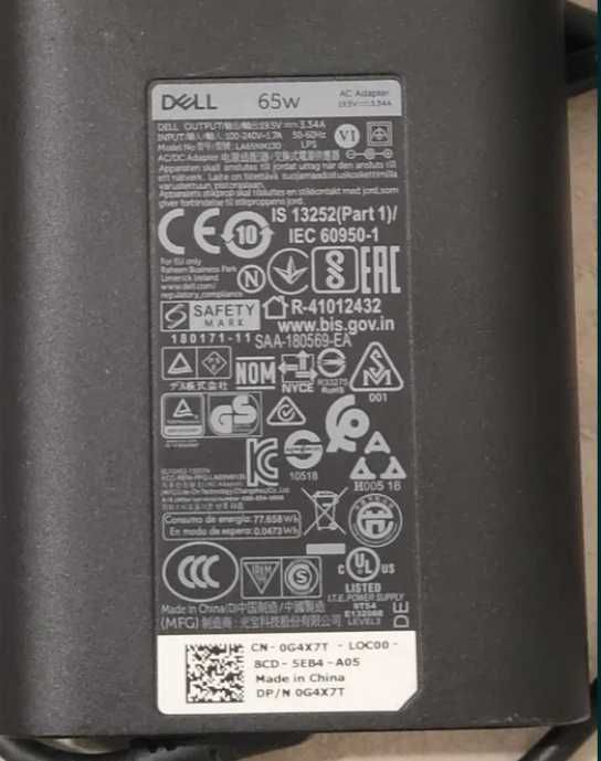 Incarcator laptop Dell 65W, 19,5V 3,34A, doar in Cluj, 150 lei FIX