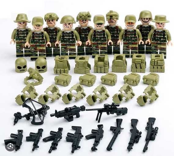 Set 10 figurine soldati tip Lego cu accesorii