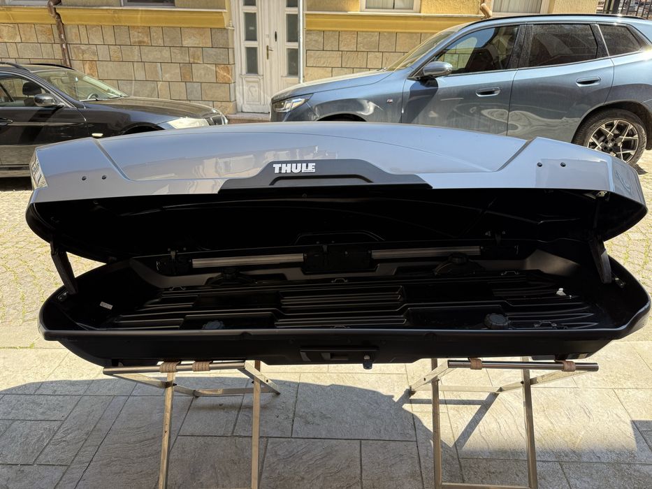 Thule комплект-куфар+греди wingbar+основи+стойка за колело+стойка  за каяк/пълен сет/