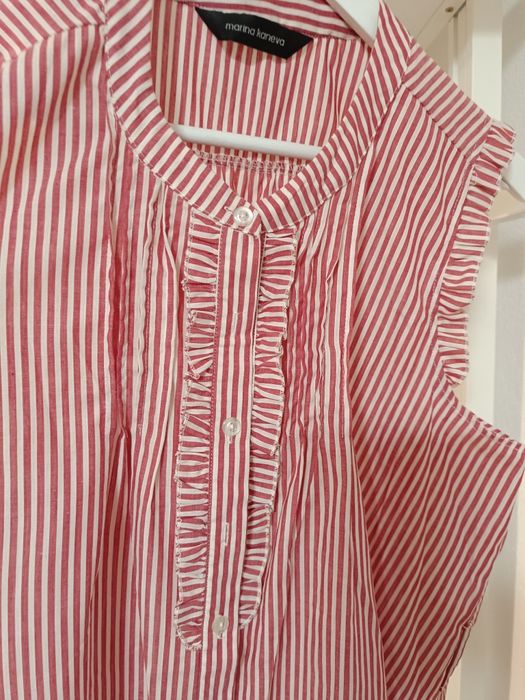 Rochie cămașă albă cu dungi rosii măsura L/XL