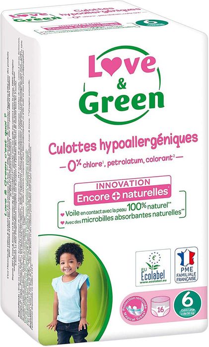 Памперси гащички Love & Green Размер 6 (+16 кг- 64 пелени)