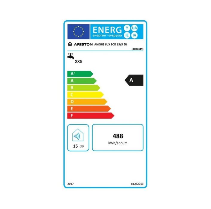 Boiler electric Ariston Andris LUX ECO 15 EU, 15 litri, 1200W, termostat, afisal led, reglaj temperatura extern, protectie electrica IPX4